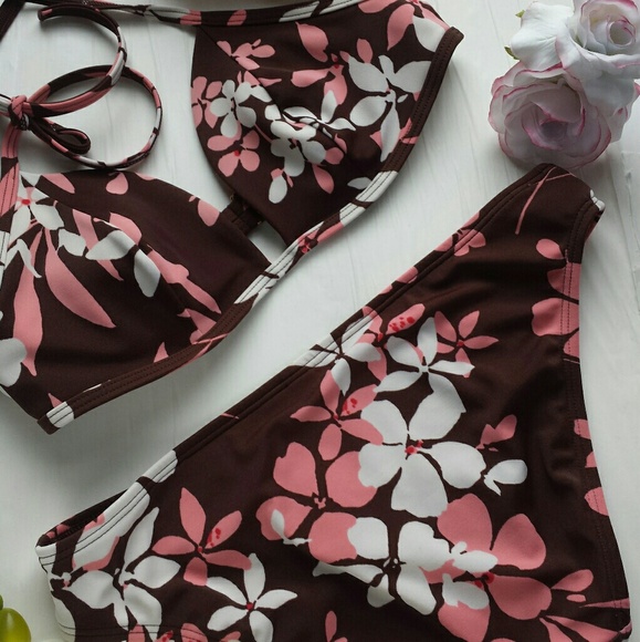Victoria's Secret Other - Victoria's Secret Brown Floral Print Bikini 36-A